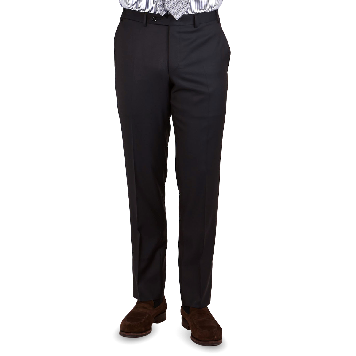 A man wearing a Canali Navy Blue Wool Notch Lapel Suit.