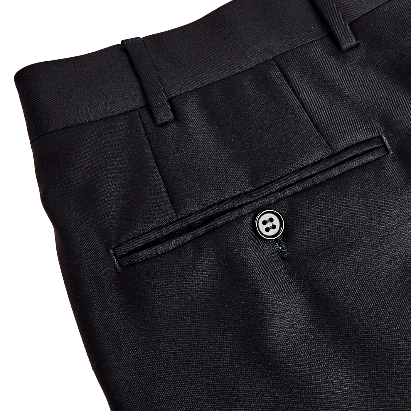 A pair of Canali Navy Blue Wool Notch Lapel Suits with a button on the side, perfect for formal attire.