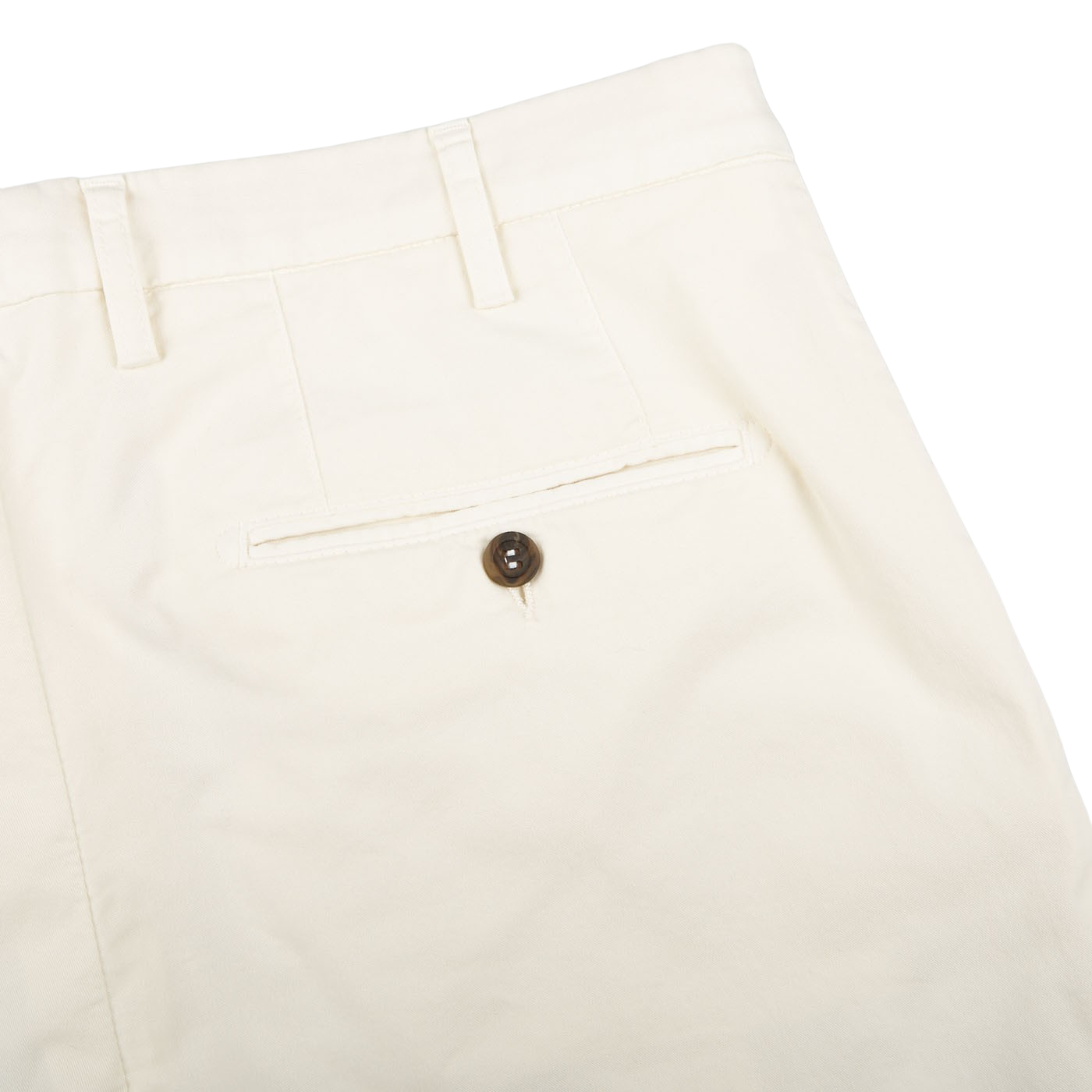Canali Off-White Cotton Stretch Flat Front Chinos Pocket