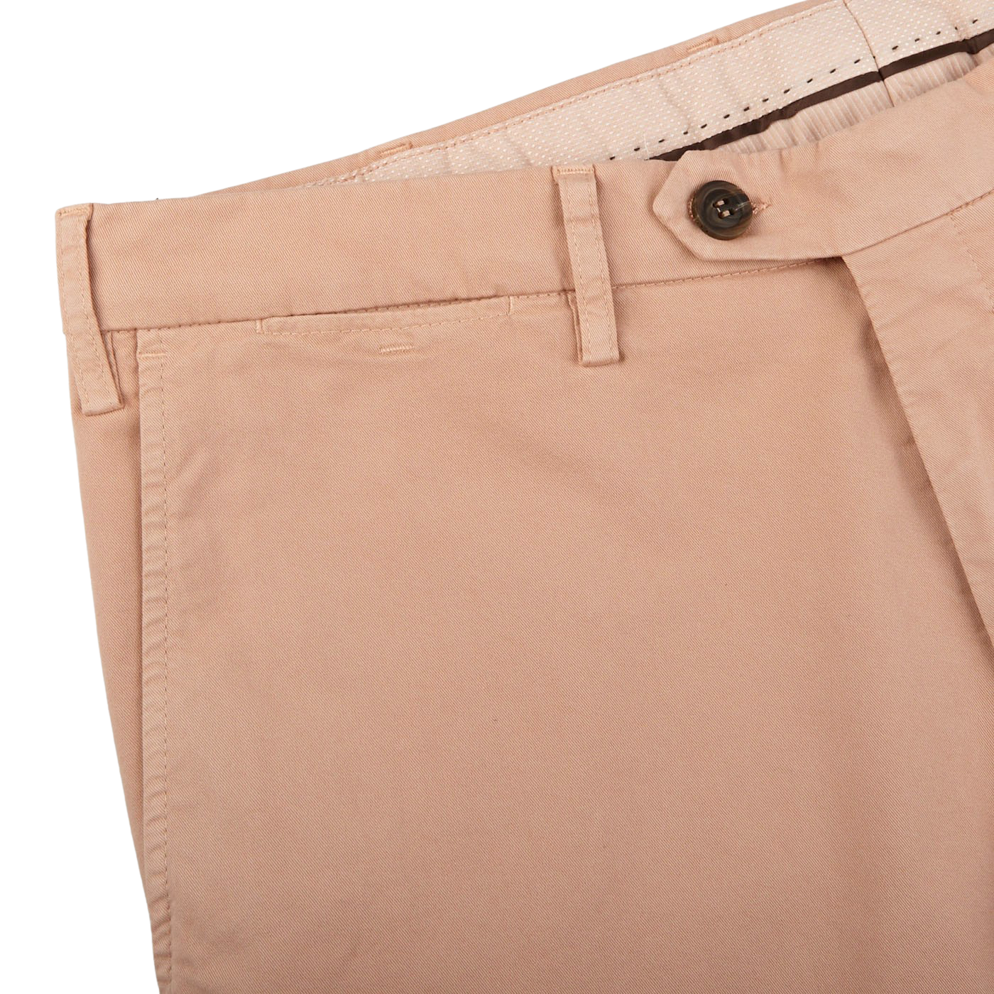 Canali Pink Beige Cotton Stretch Flat Front Chinos Edge