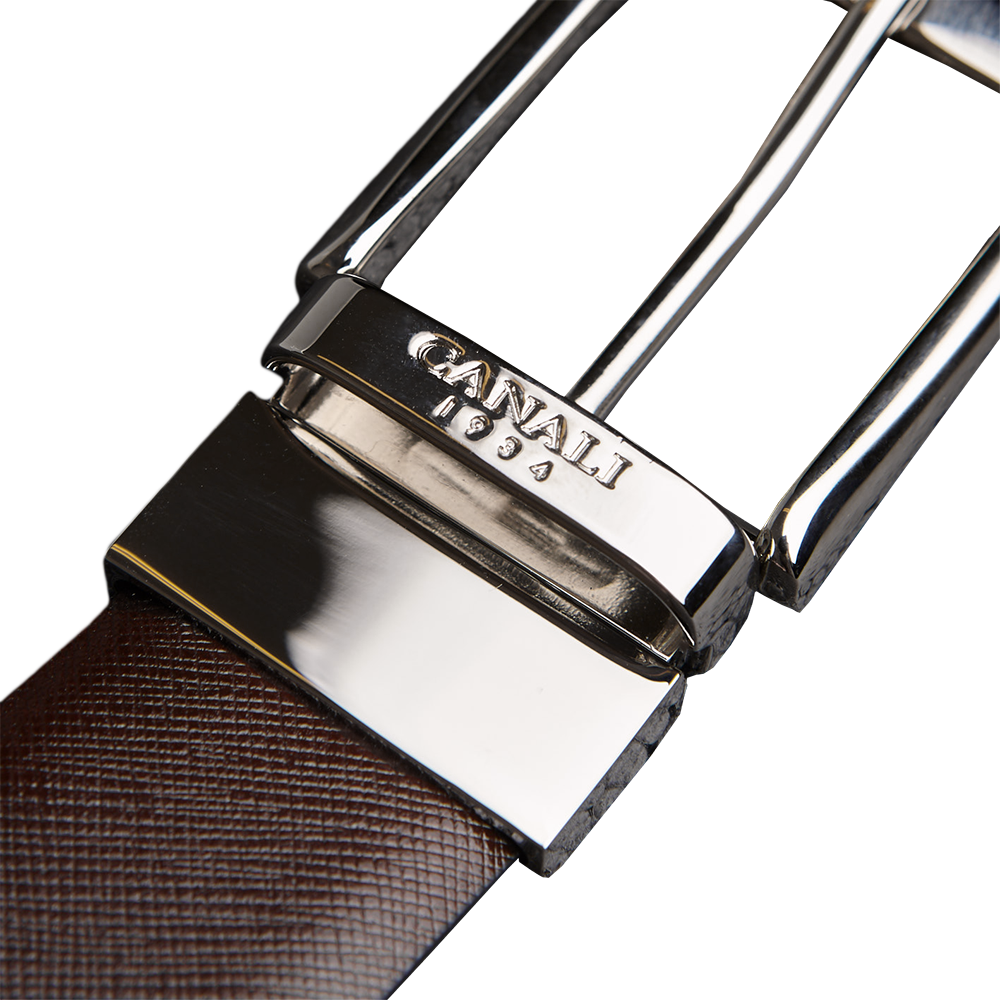 A convenient Reversible Black Brown Leather 35mm Belt by Canali.