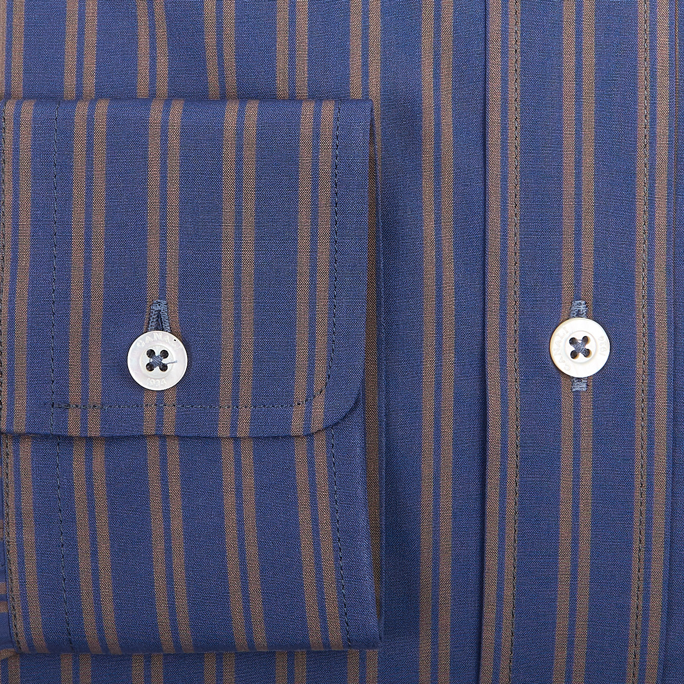 Canali Royal Blue Striped Cotton BD Shirt Cuff