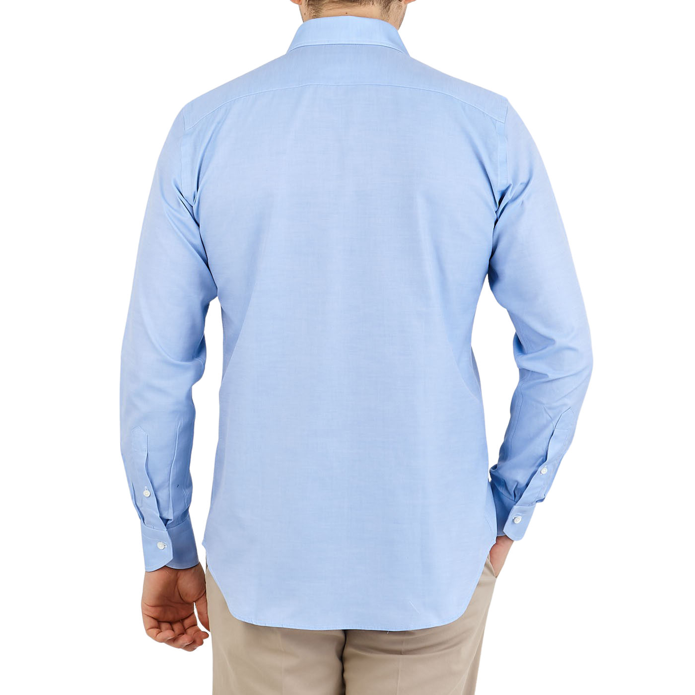 Canali Sky Blue Cotton Cut Away Shirt Back