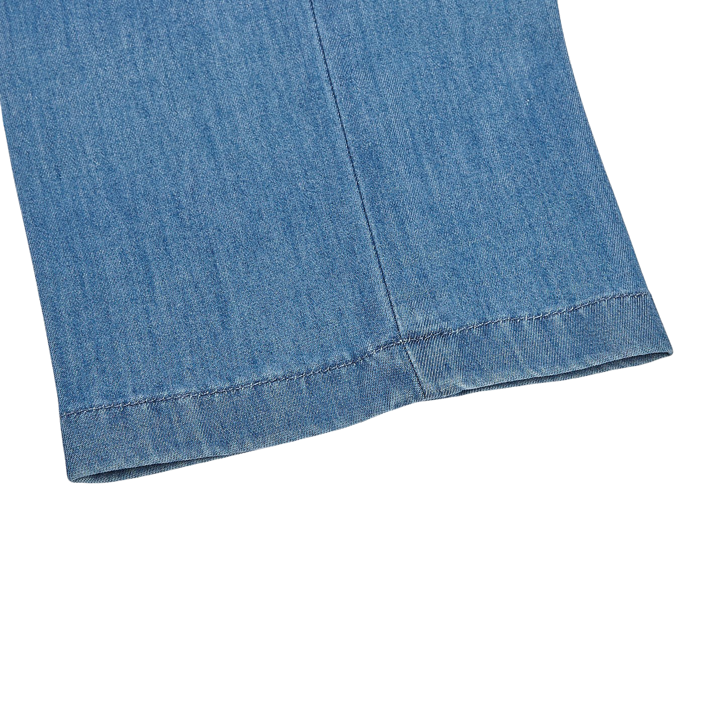 Canali Washed Denim Blue Cotton Casual Trousers Cuff
