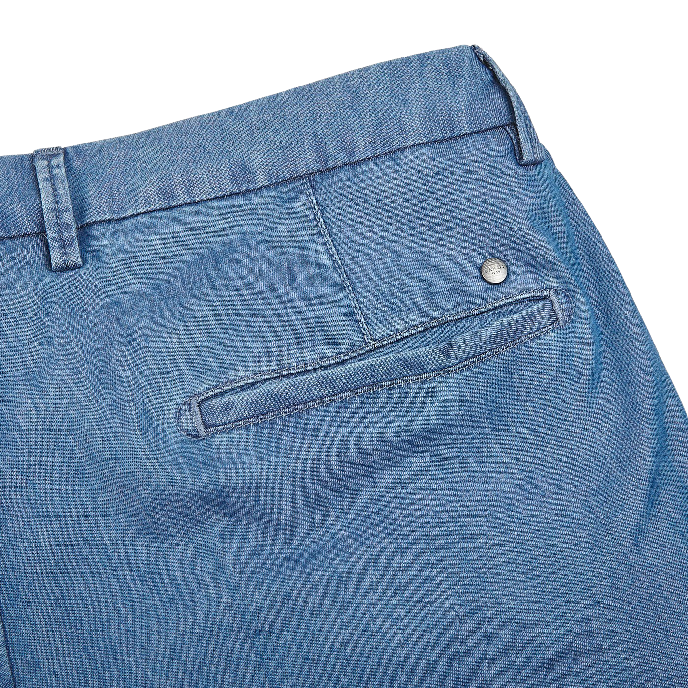 Canali Washed Denim Blue Cotton Casual Trousers Pocket