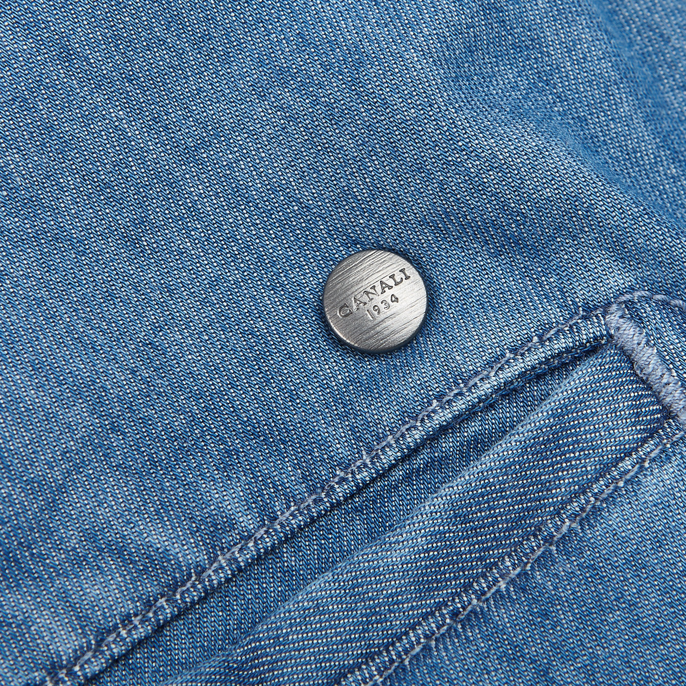 Canali Washed Denim Blue Cotton Casual Trousers Tag