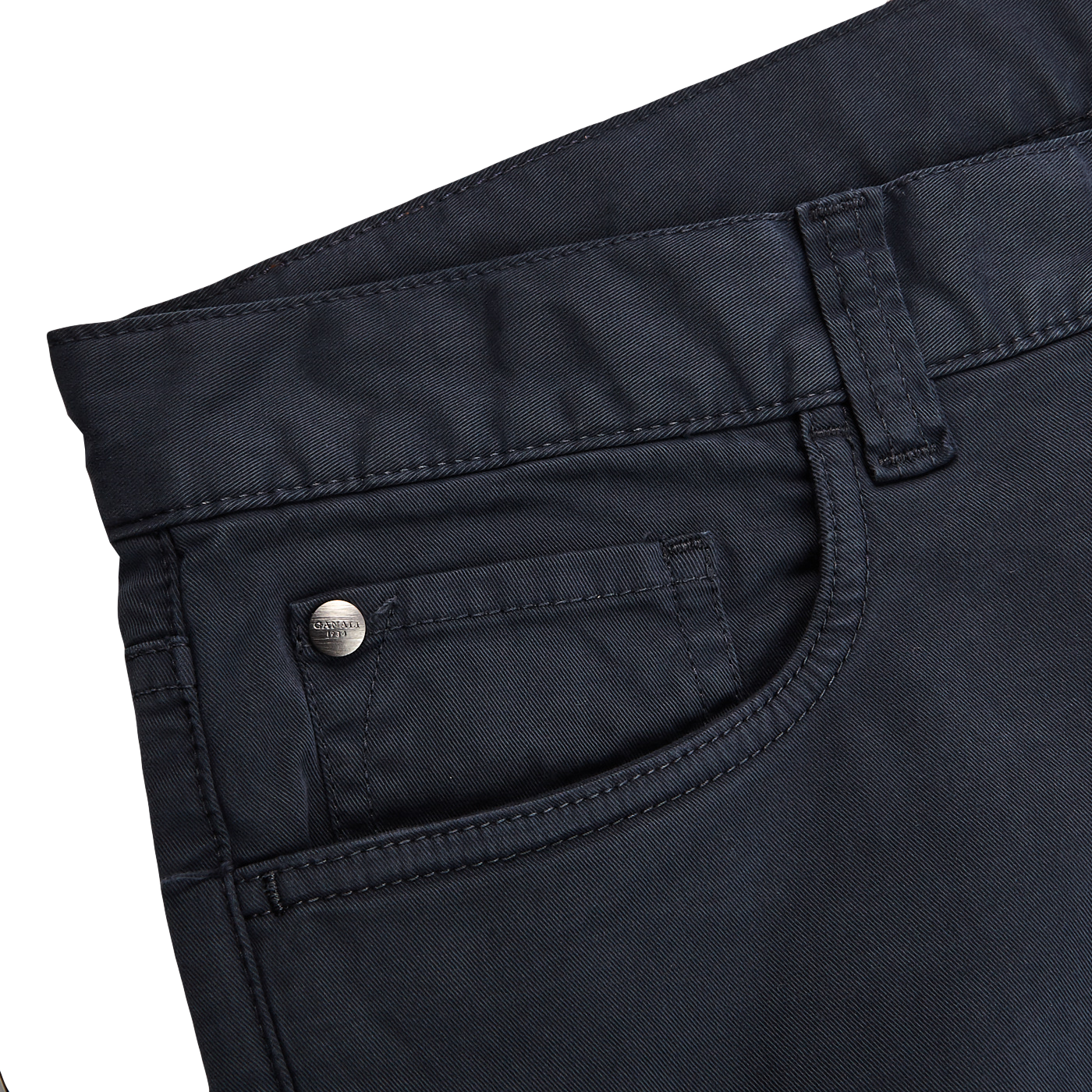 Canali Washed Navy Cotton Twill Jeans Edge