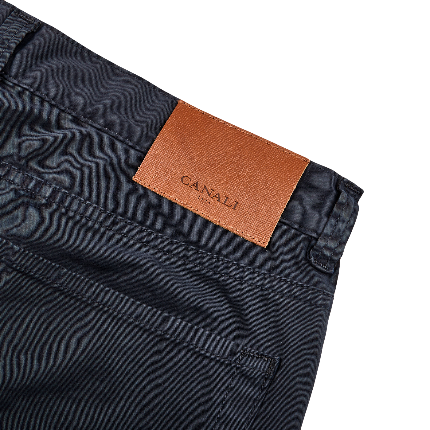 Canali Washed Navy Cotton Twill Jeans Tag