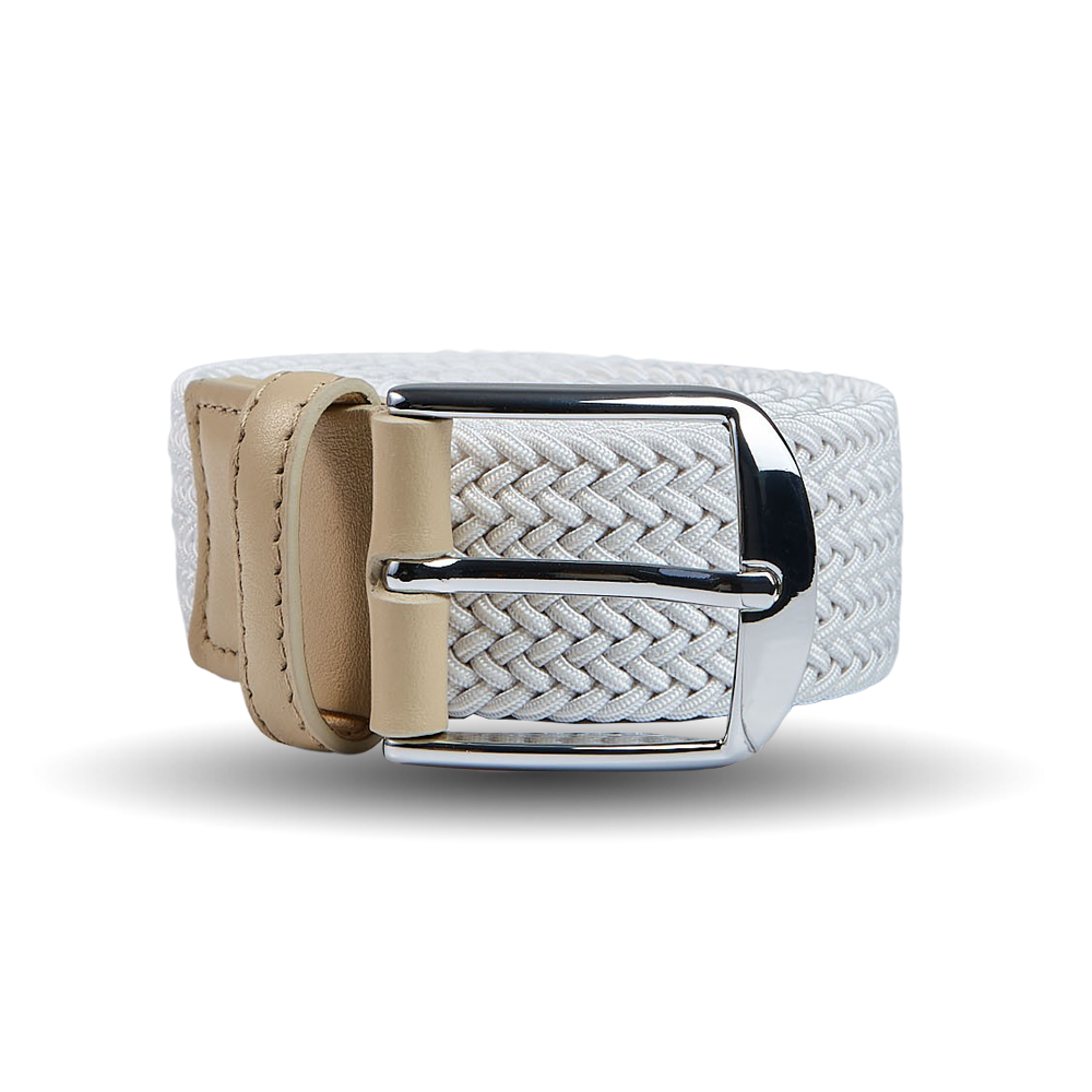 Canali White Braided Cotton Canvas 35mm Belt Feature