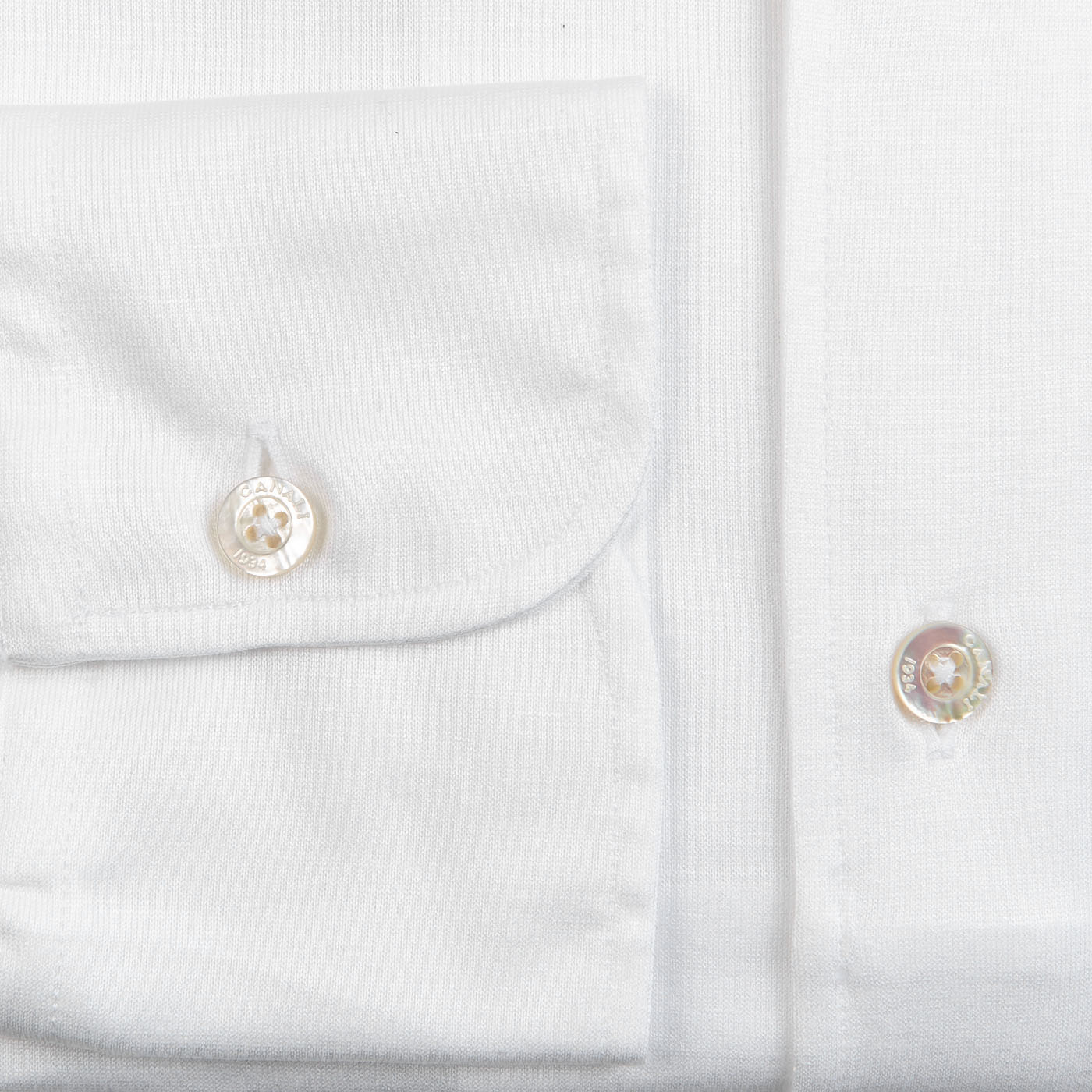 Canali White Cotton Jersey Casual Shirt Cuff