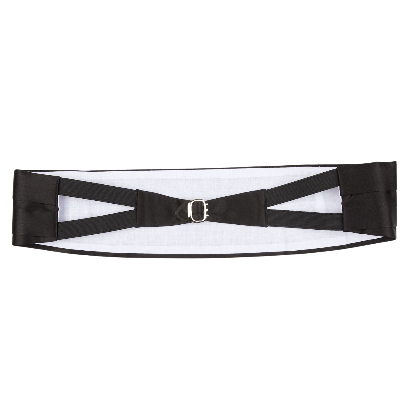 A Canali Black Pure Silk Pleated Cummerbund with a buckle made of pure silk.