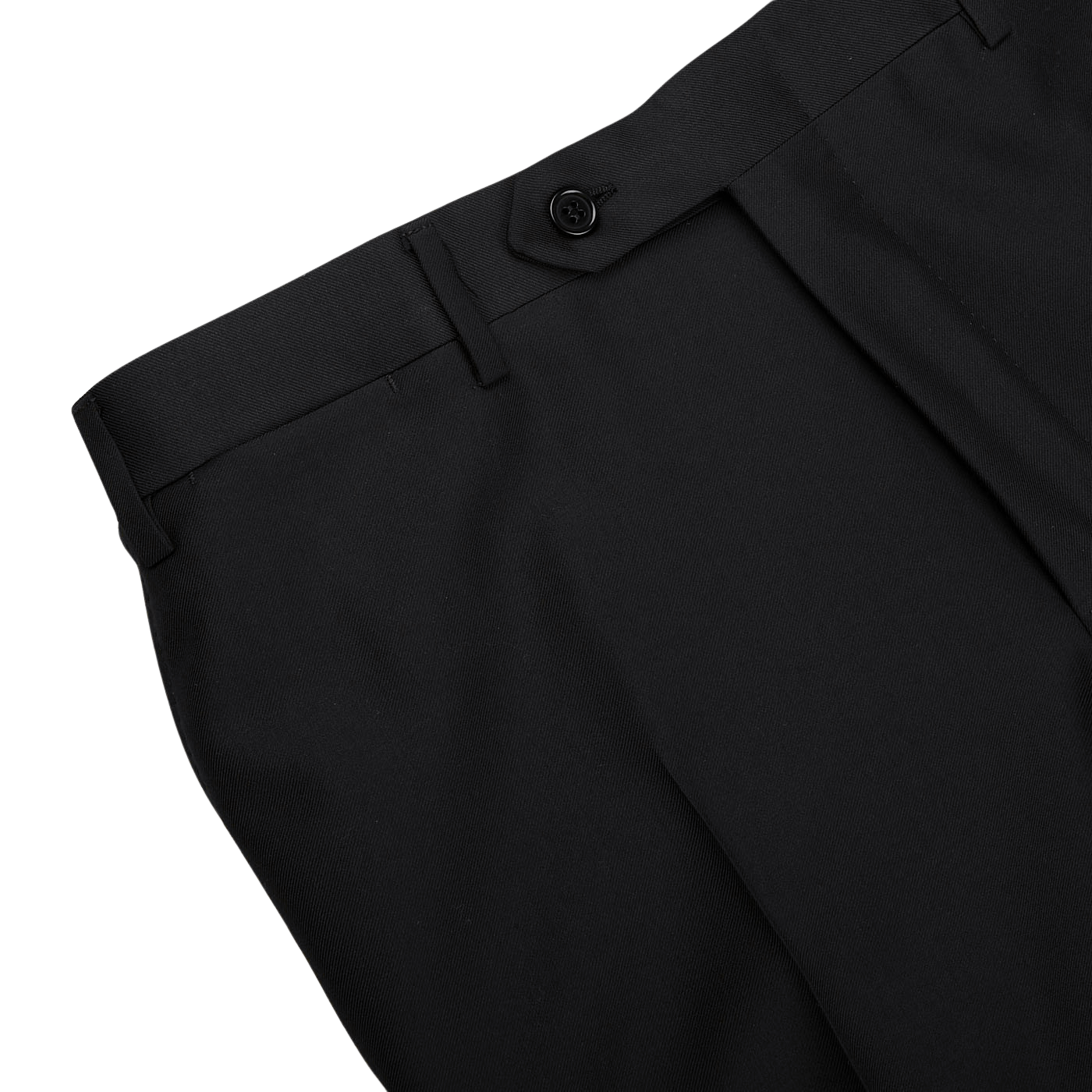 Black Flat Front Wool Trouser