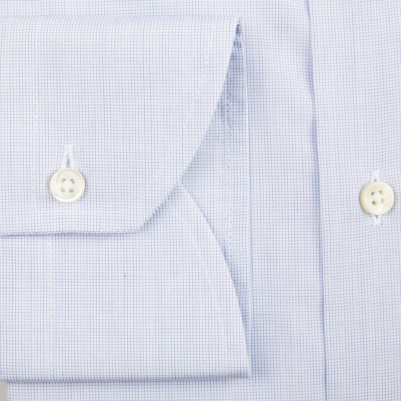 A Canali Blue Mini-Check Cotton Single Cuff Shirt.