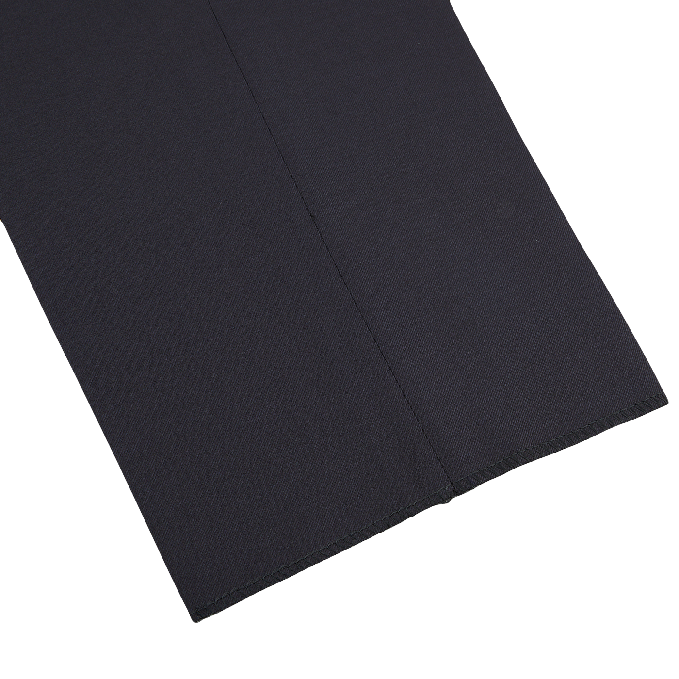 A navy blue pair of Canali wool twill formal trousers.