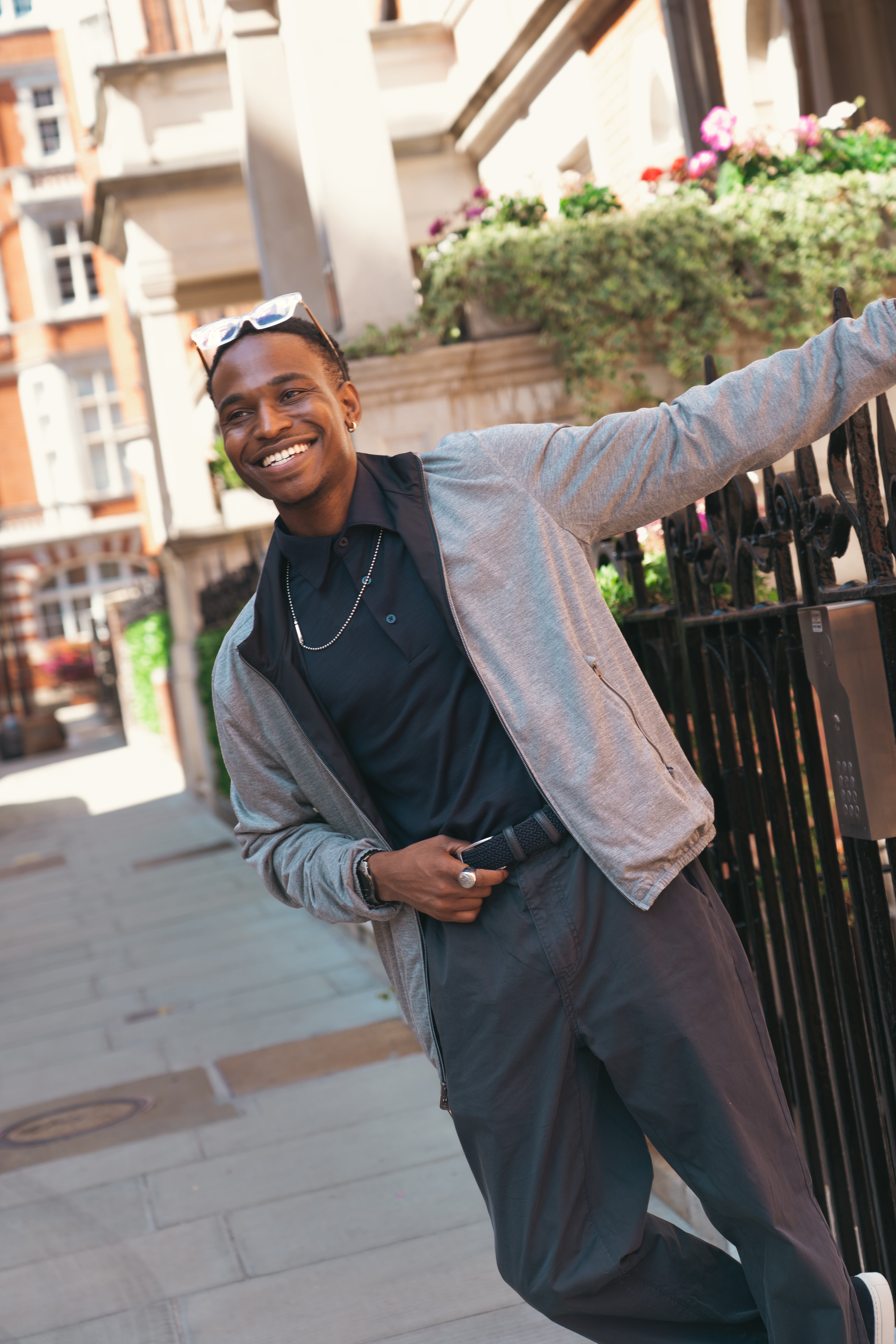 Navy/Grey Nylon Viscose Reversible Millionaire Jacket