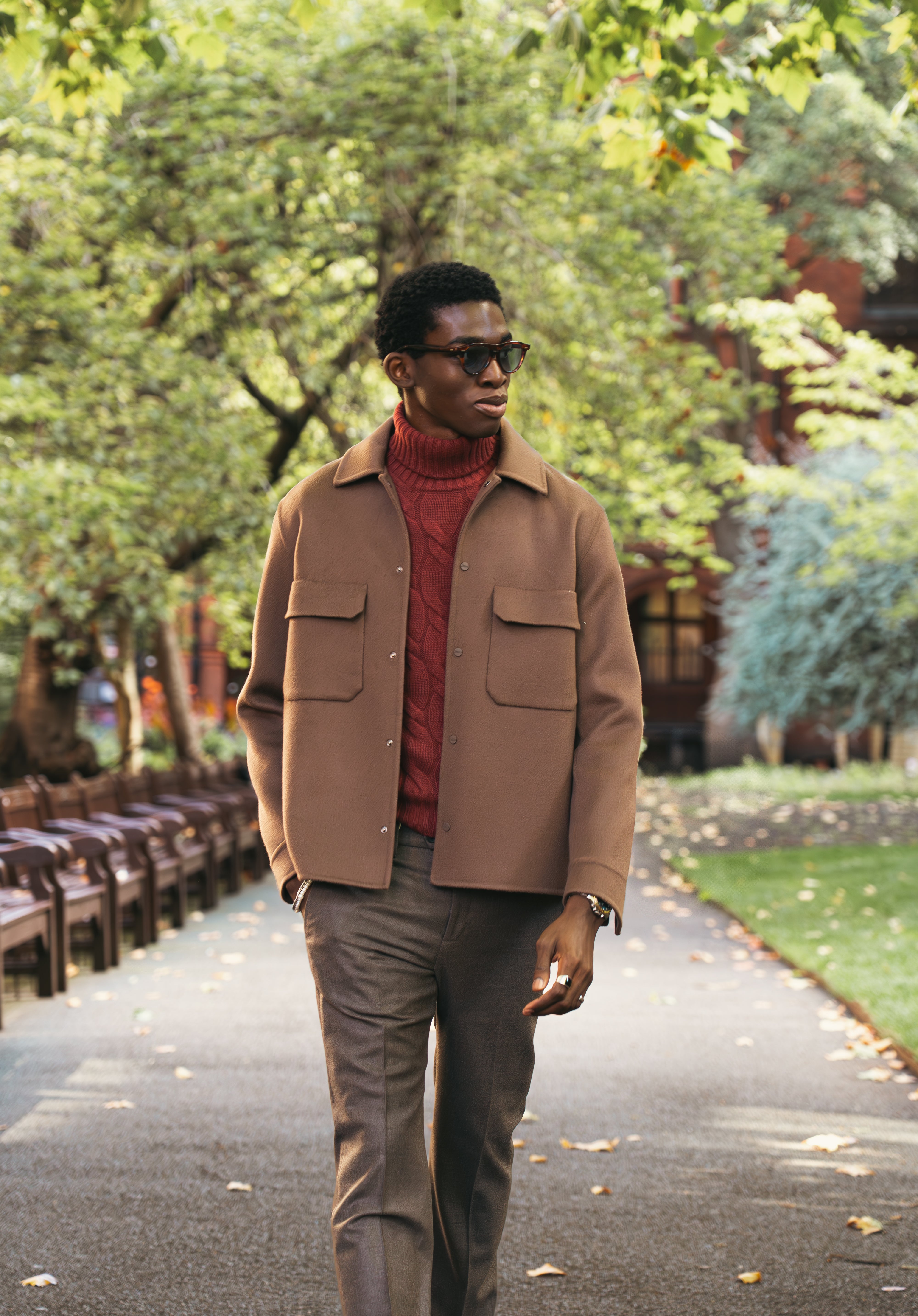 Brick Red Cashmere Cable Knit Rollneck