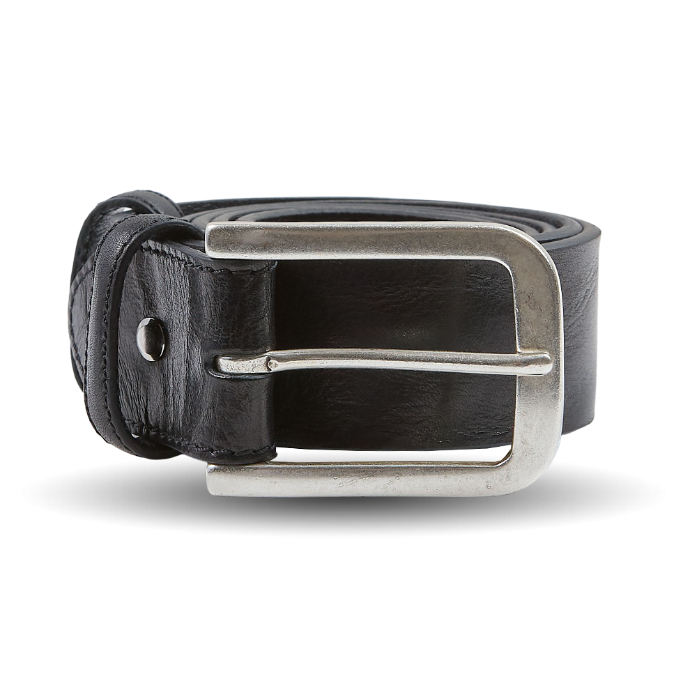 Elliot Rhodes Black Unlined Tumbled Leather 40mm Belt Feature