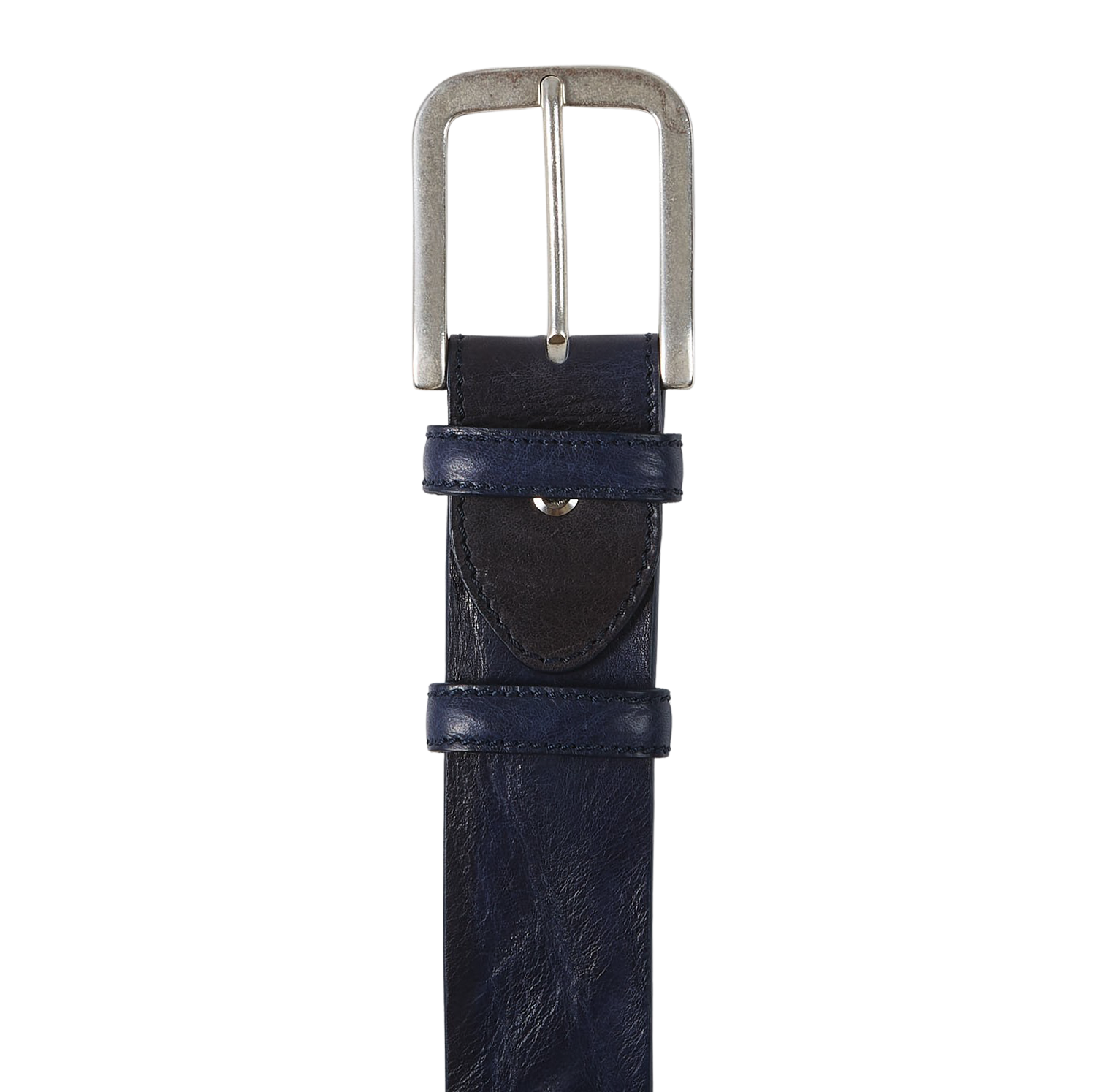 Elliot Rhodes Blue Unlined Tumbled Leather 40mm Belt Buckle
