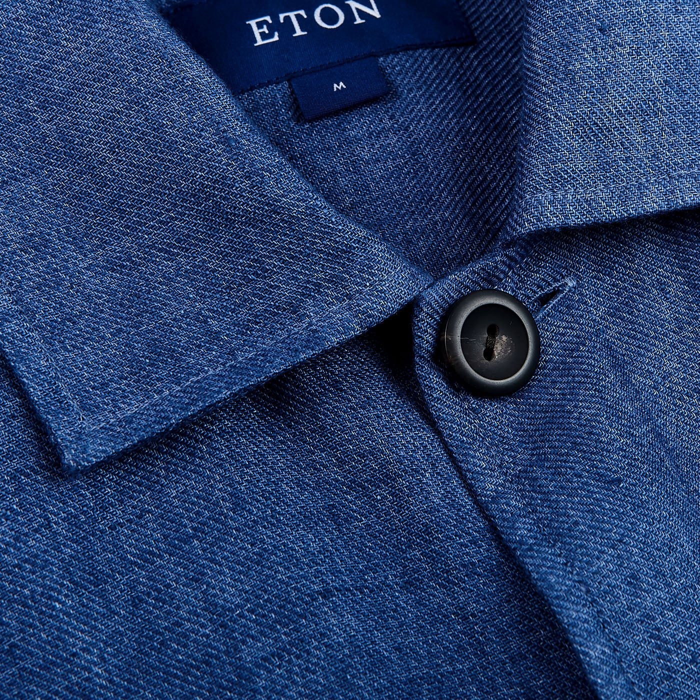 Eton Blue Linen Twill Overshirt Brim