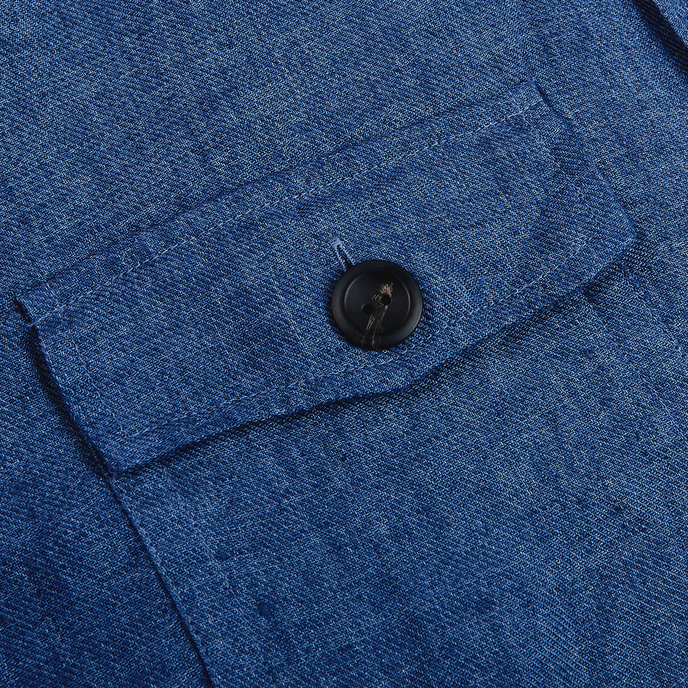 Eton Blue Linen Twill Overshirt Pocket