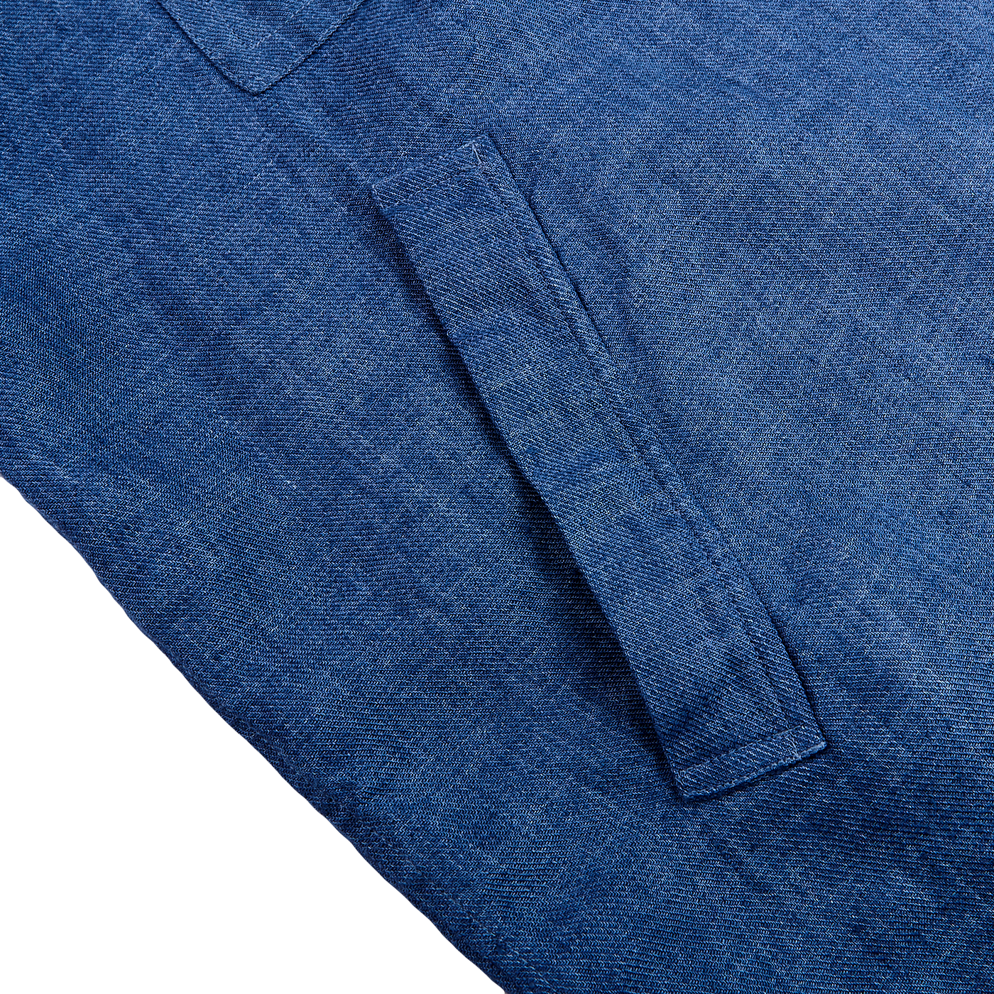 Eton Blue Linen Twill Overshirt Side Pocket