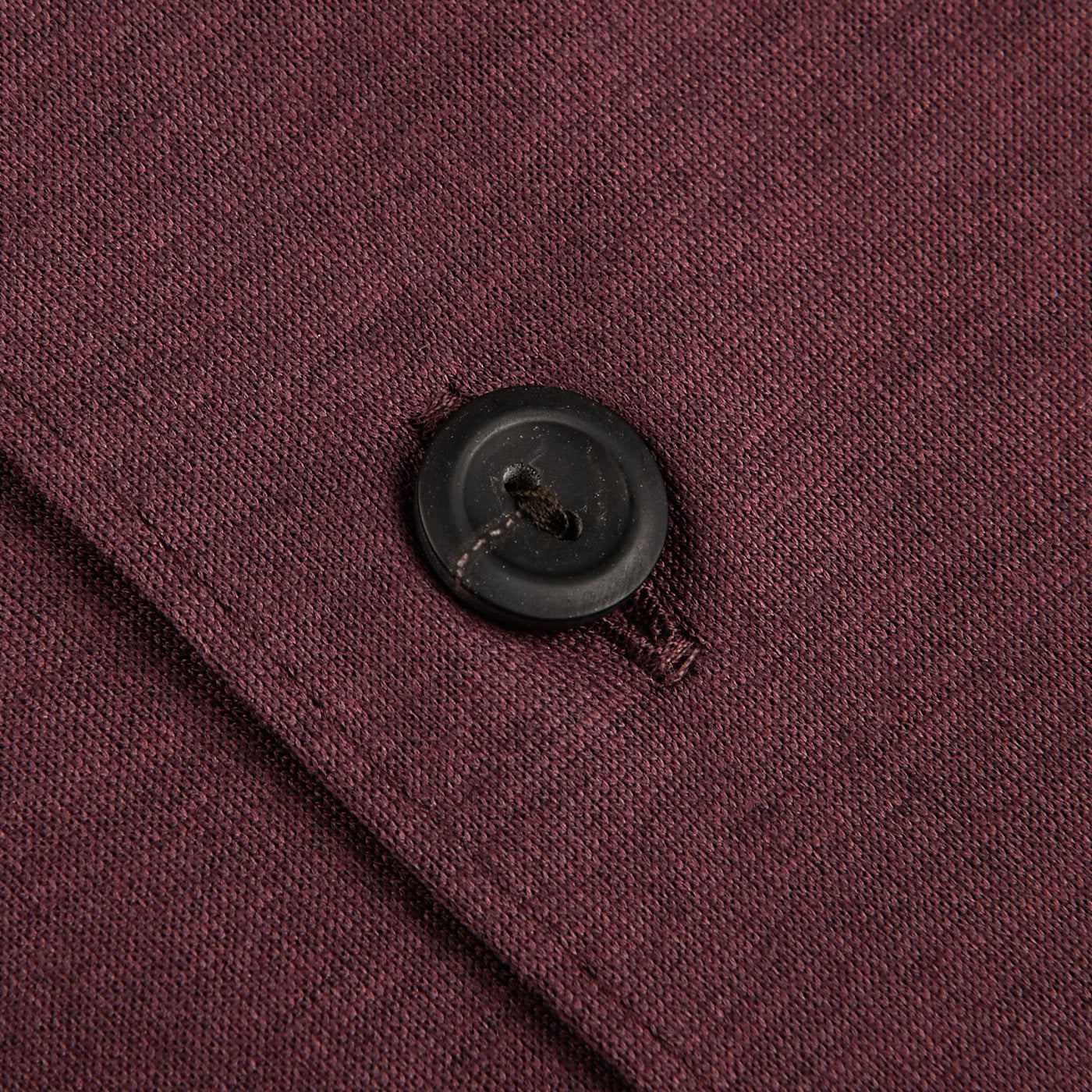 Eton Dark Red Knitted Cotton Pique Shirt Button