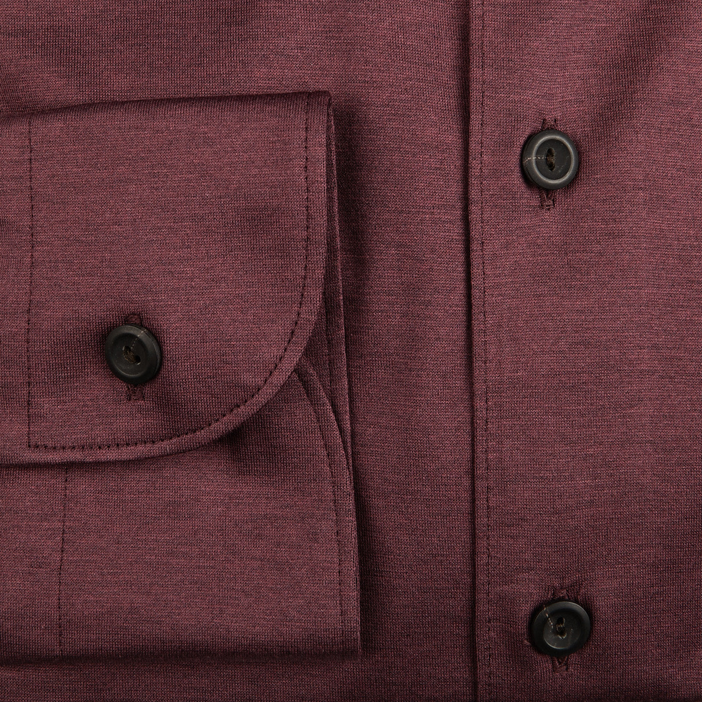 Eton Dark Red Knitted Cotton Pique Shirt Cuff