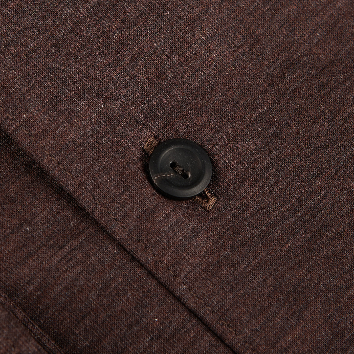Eton Mahogany Brown Knitted Cotton Pique Shirt Button