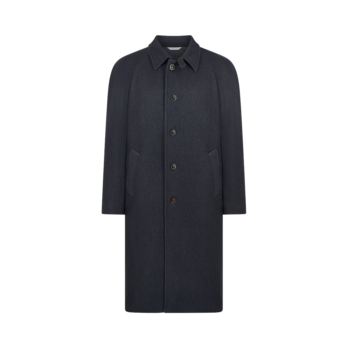 Charcoal Grey Virgin Wool Raglan Sleeve Single Breasted Overcoat