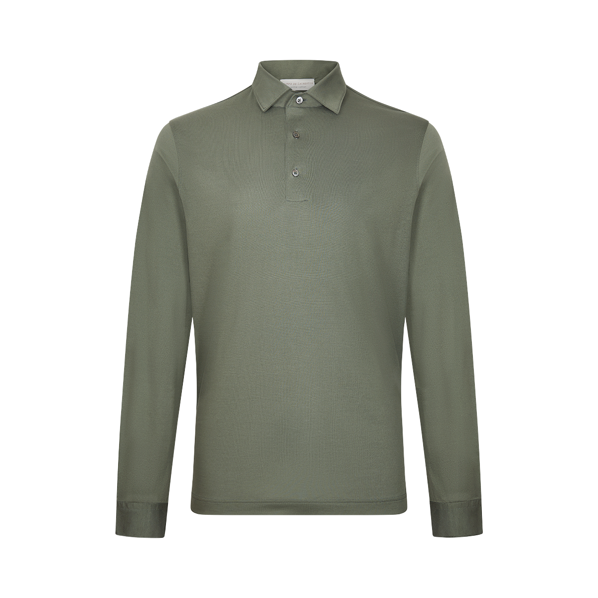 Olive Supima Cotton Jersey Long Sleeve Polo