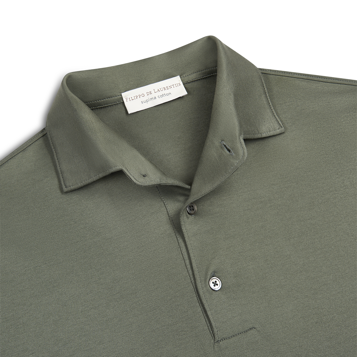 Olive Supima Cotton Jersey Long Sleeve Polo