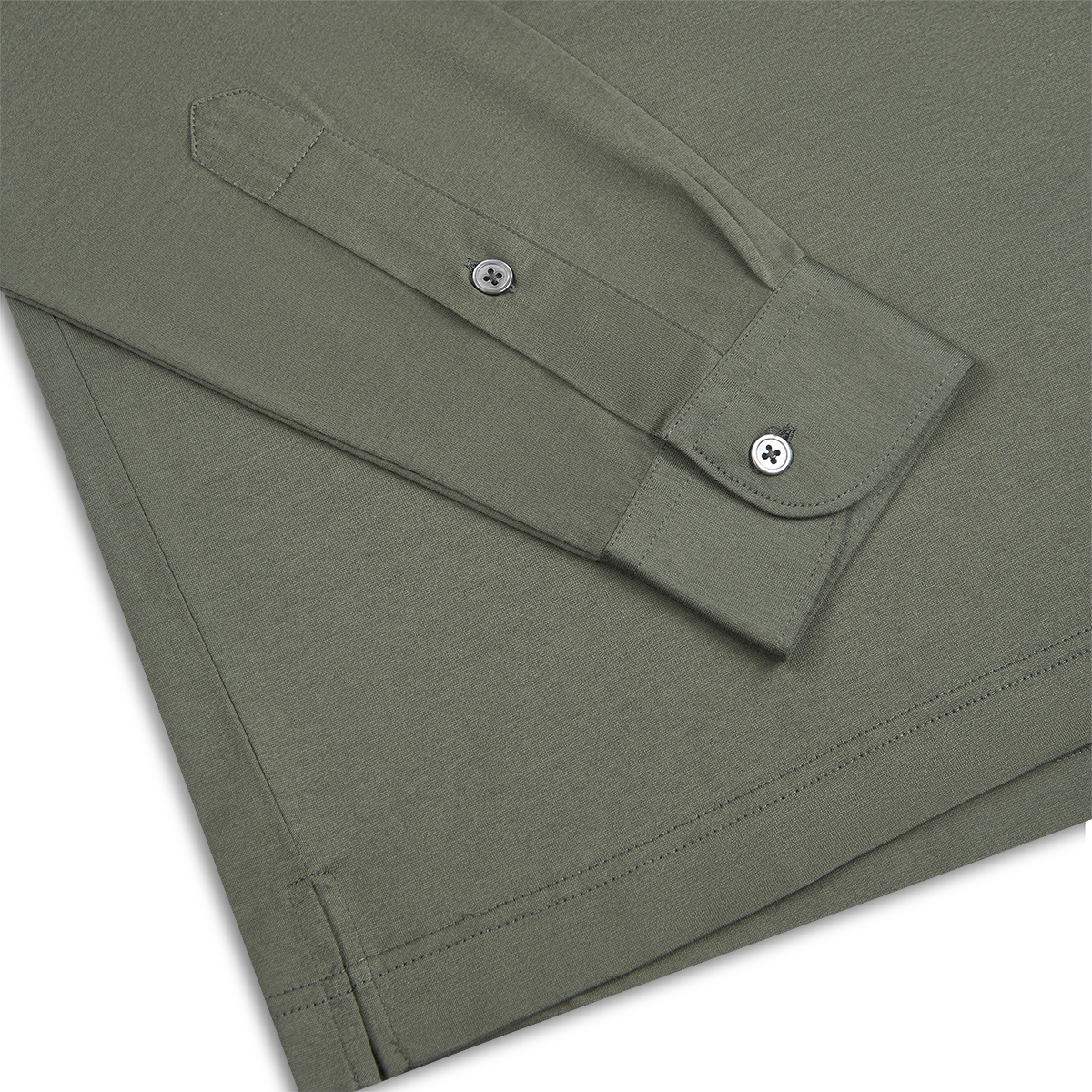 Olive Supima Cotton Jersey Long Sleeve Polo