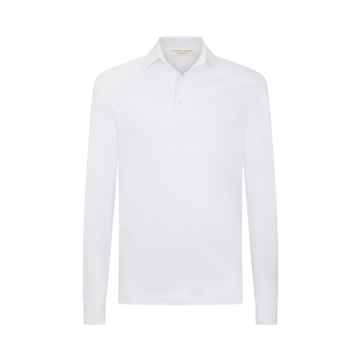 White Supima Cotton Jersey Long Sleeve Polo