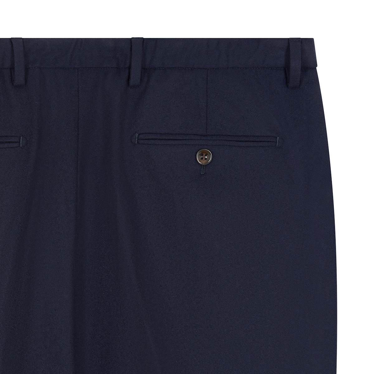 Navy Blue Loro Piana Wool Flannel Elasticated Waist Trousers