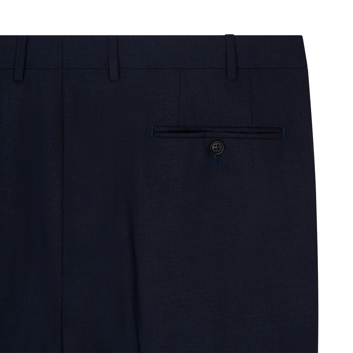 Blue Wool Stretch Pleated Trouser