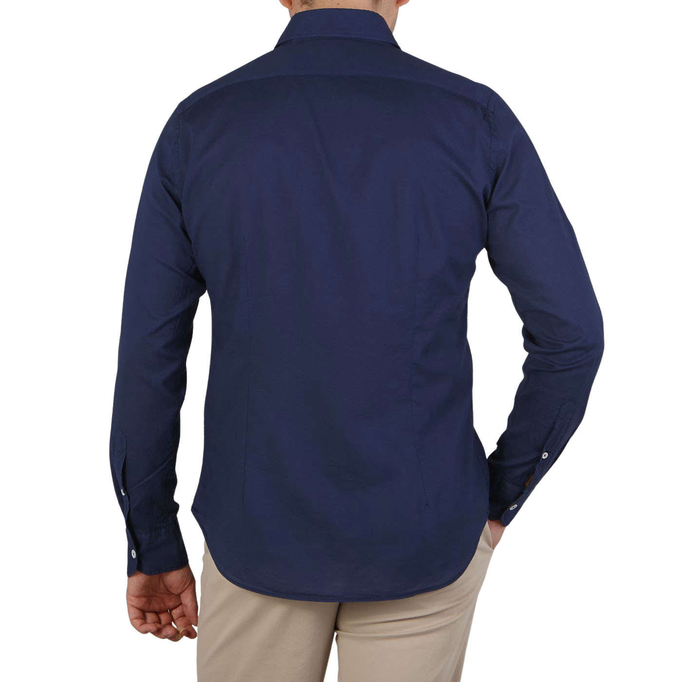 Fedeli Dark Blue Cotton Stretch Beach Shirt Back