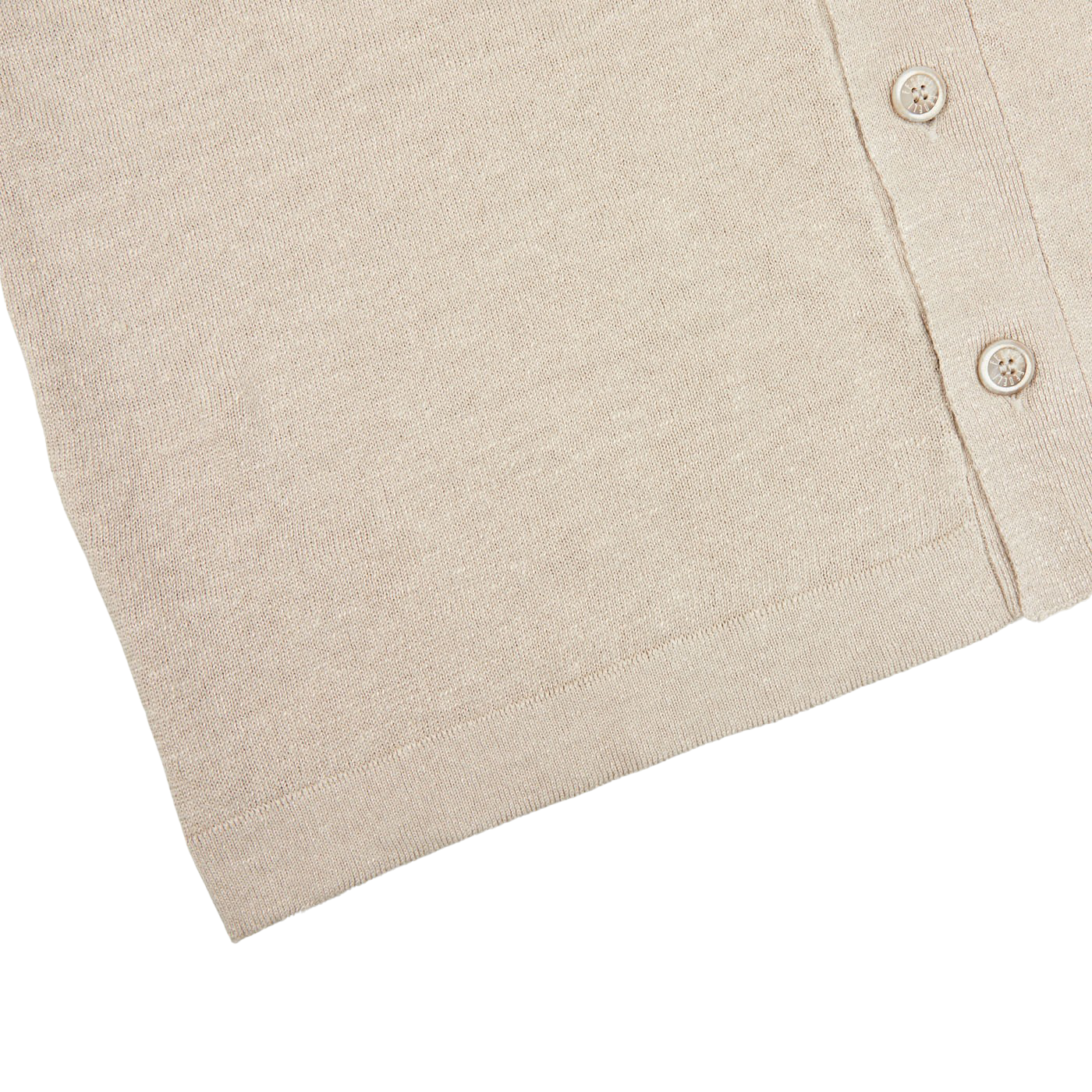 Fedeli Sand Beige Cotton Linen Bowling Shirt Edge