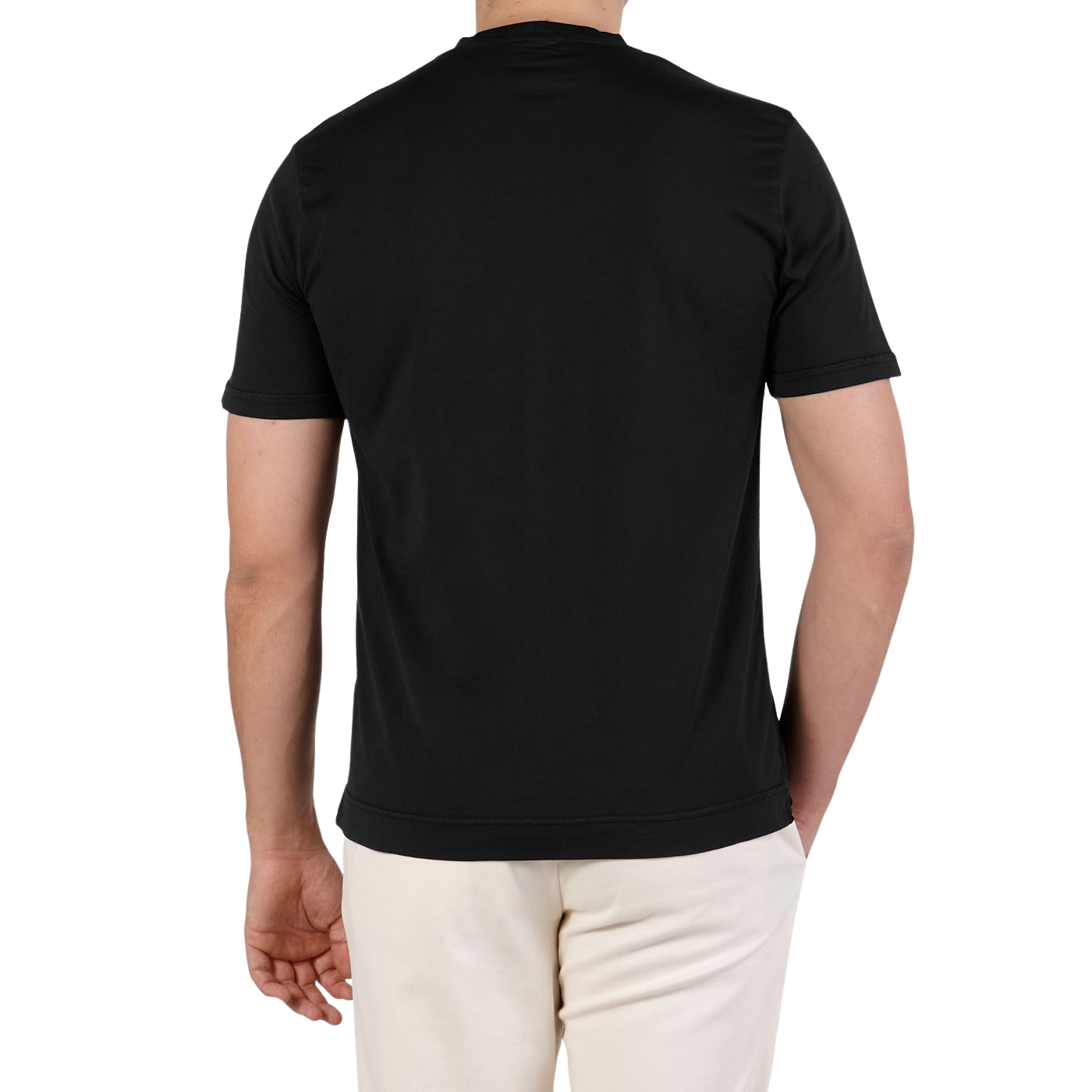 Fedeli Washed Black Organic Cotton Jersey T-Shirt Back
