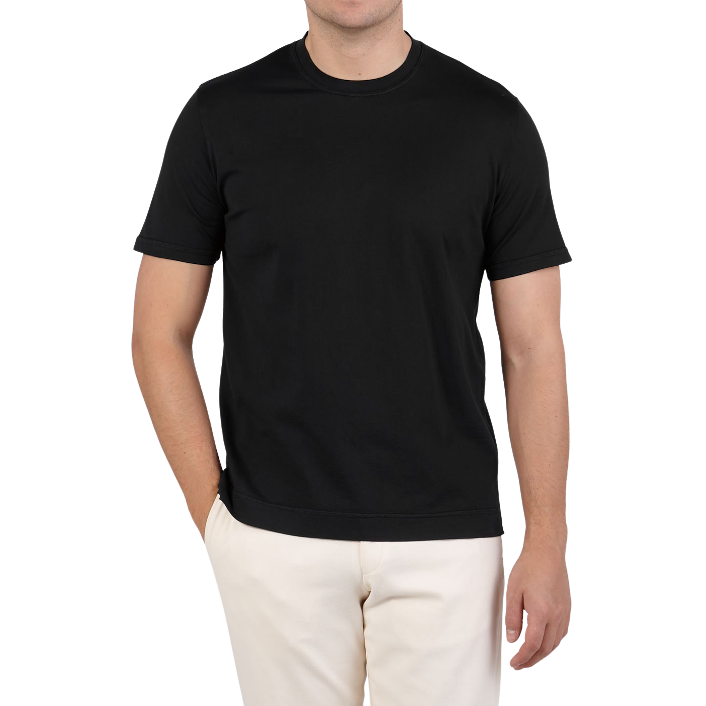 Fedeli Washed Black Organic Cotton Jersey T-Shirt Front