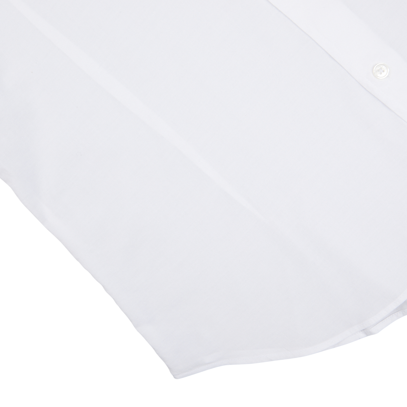 A partial view of a Fedeli white cotton stretch beach shirt against a light background.