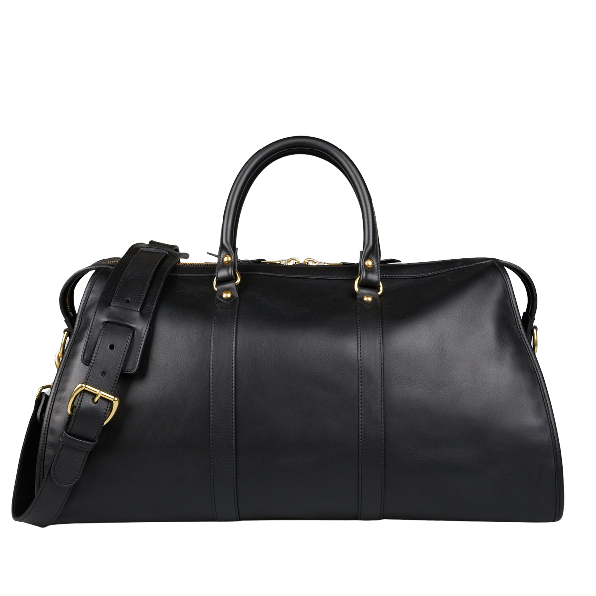 Frank Clegg Black Tumbled Leather Hampton Travel Duffle Feature
