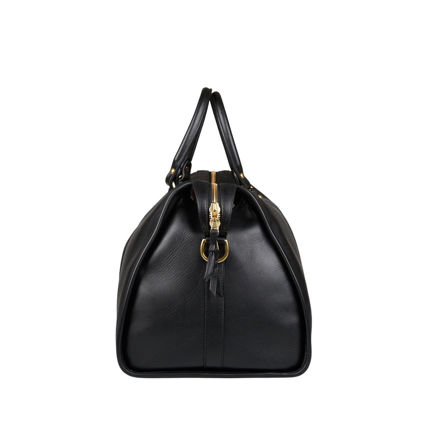 Frank Clegg Black Tumbled Leather Hampton Travel Duffle Side