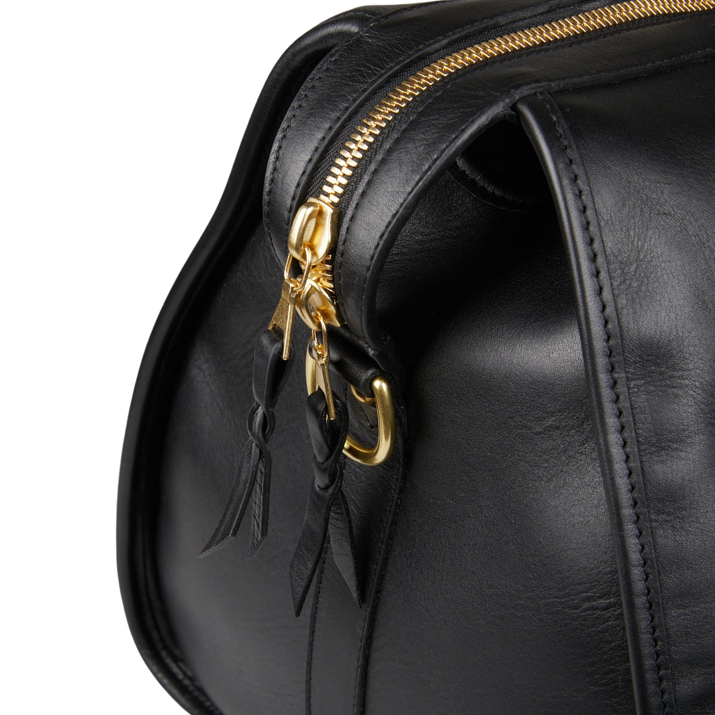 Frank Clegg Black Tumbled Leather Hampton Travel Duffle Zip
