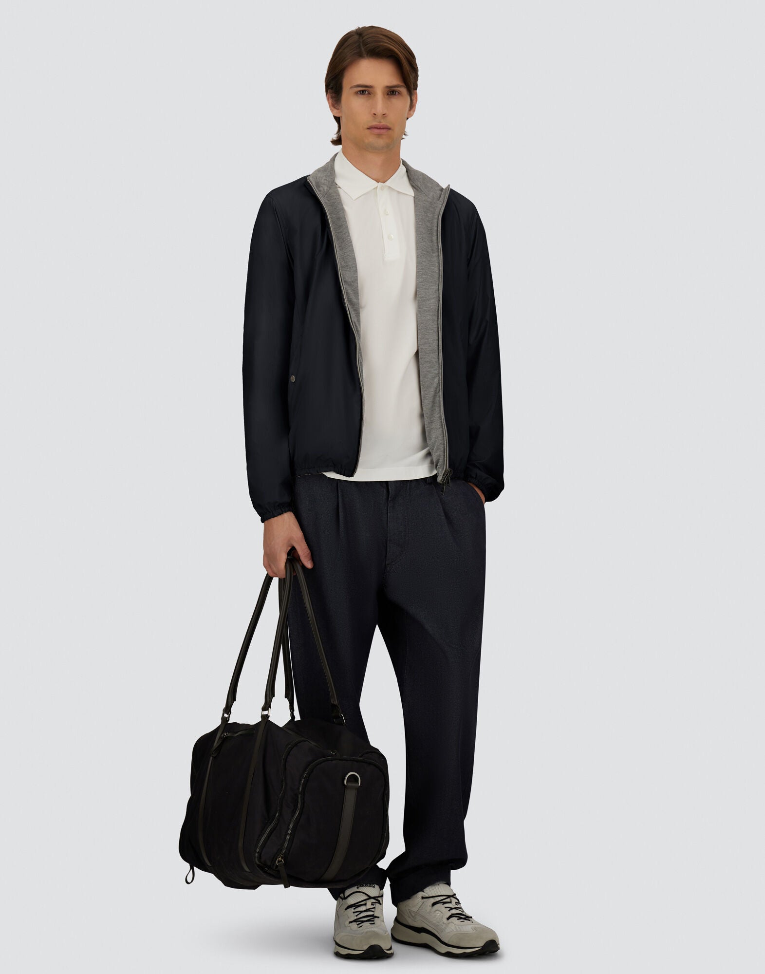 Navy/Grey Nylon Viscose Reversible Millionaire Jacket
