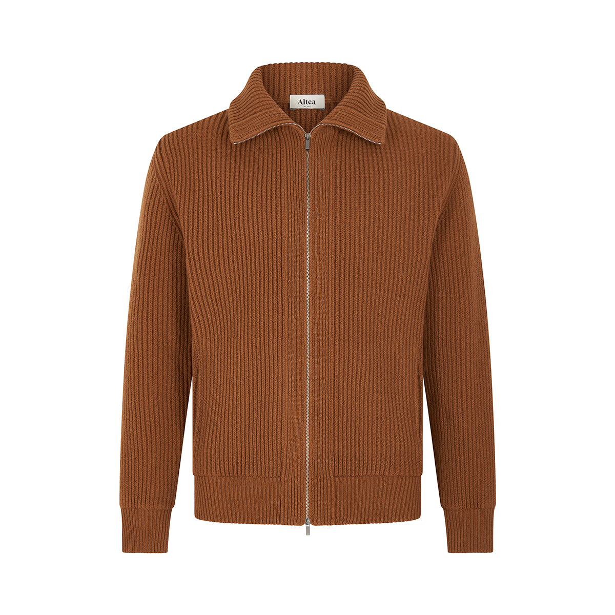 Caramel Full Zip High Neck Chunky Cardigan