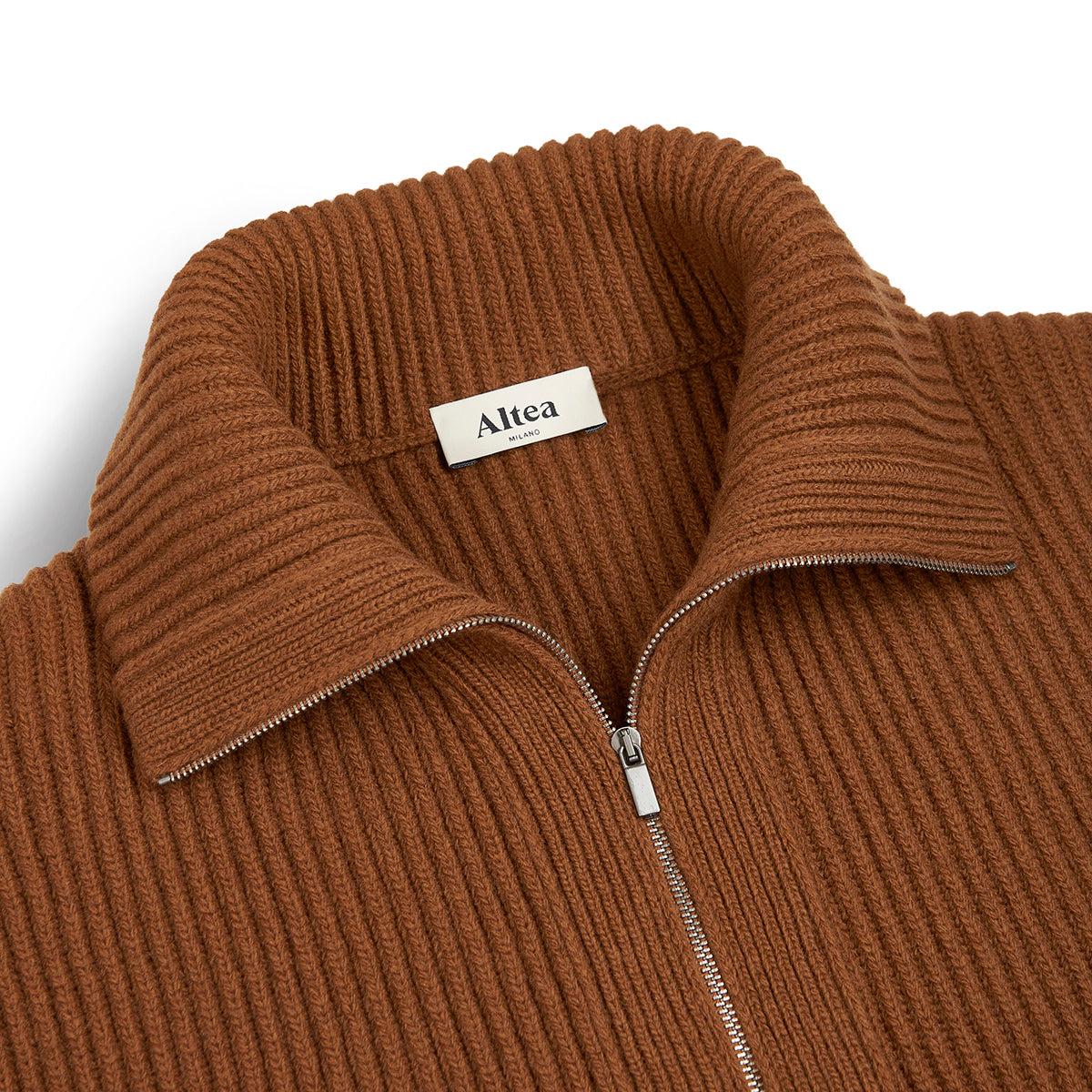 Caramel Full Zip High Neck Chunky Cardigan