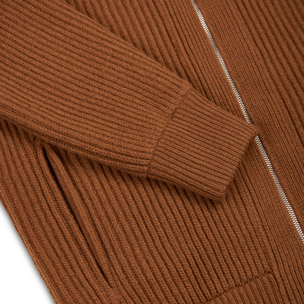 Caramel Full Zip High Neck Chunky Cardigan