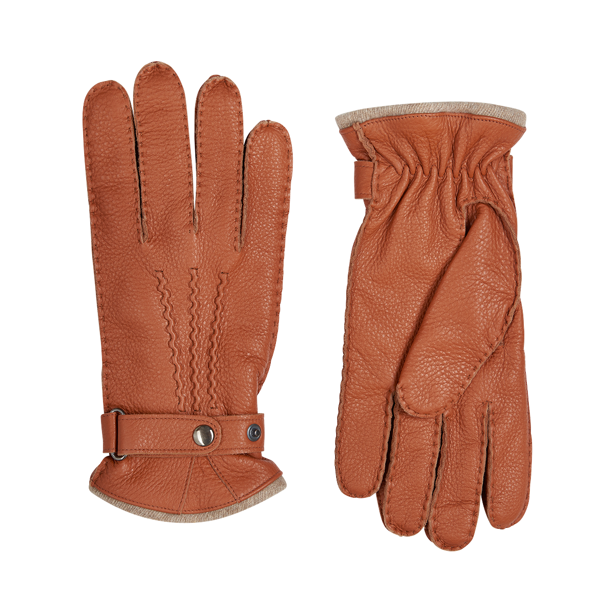 Rust Cashmere Lined Leather Gloves