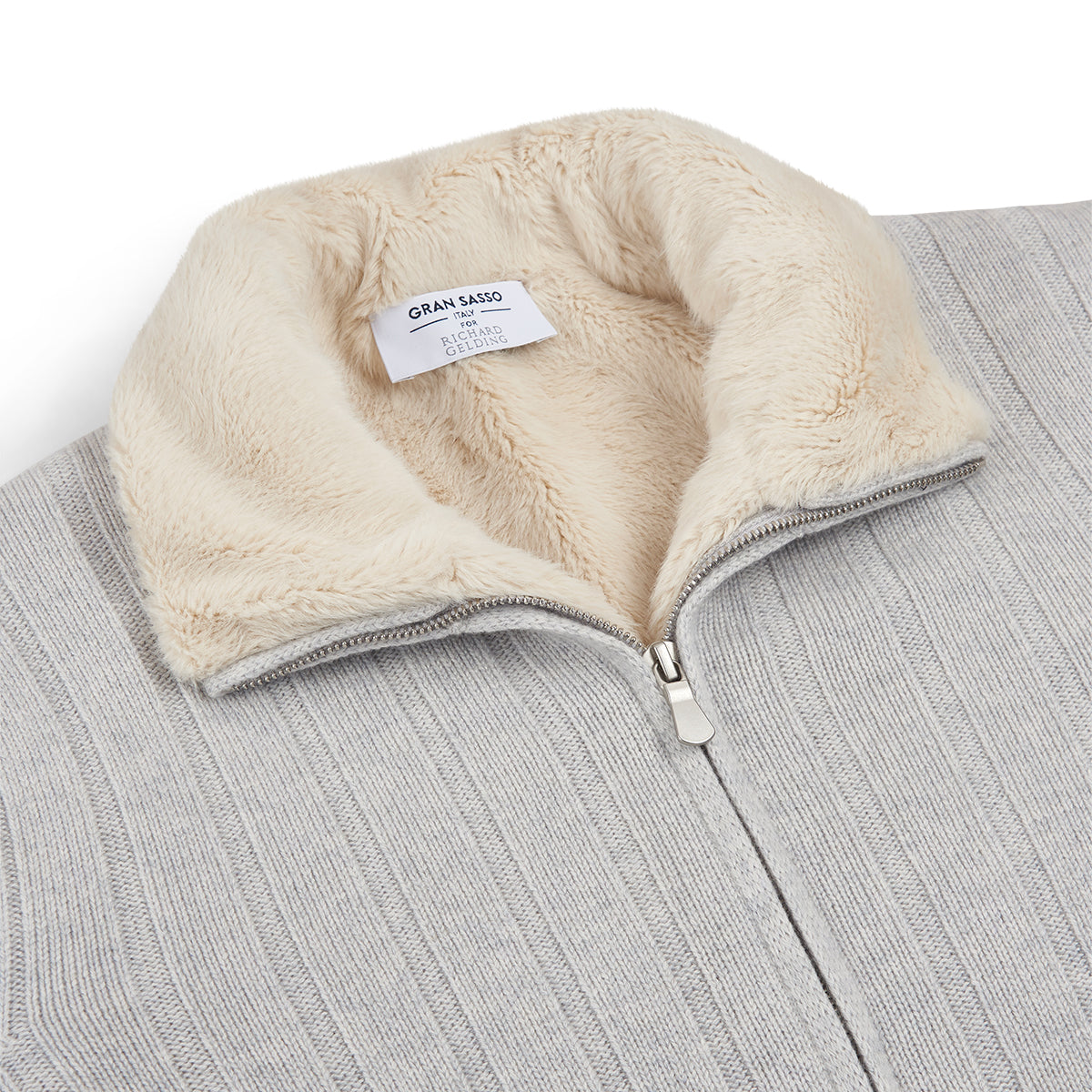 Grey Faux Fur Lined Knitted Jacket