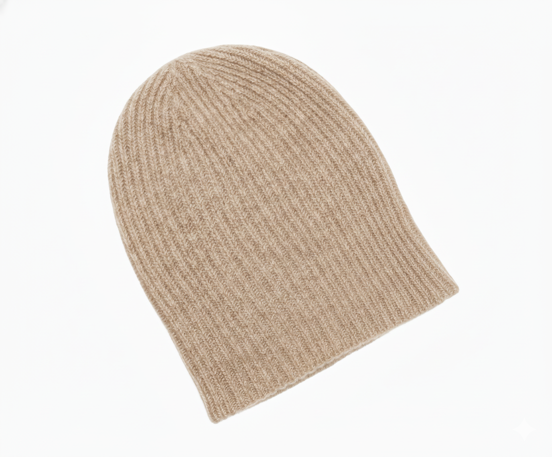 Beige Cashmere Beanie